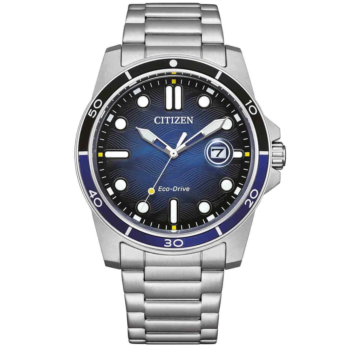 CITIZEN Eco Drive με μπλε καντράν & ατσάλινο μπρασελέ AW1810-85L